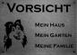 Preview: Edelstahl Warnschild Sheltie VORSICHT Mein Haus mein Garten meine Familie